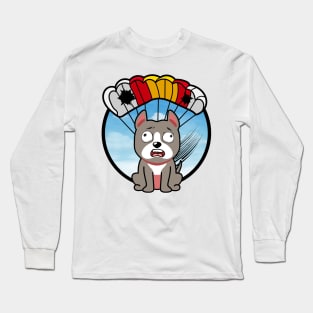 Silly grey dog has a broken parachute Long Sleeve T-Shirt